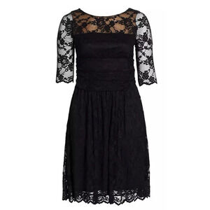 Kiyonna Luna Dress Sz 2 2X (18/20) Black Lace Cocktail Party Fit & Flare NEW